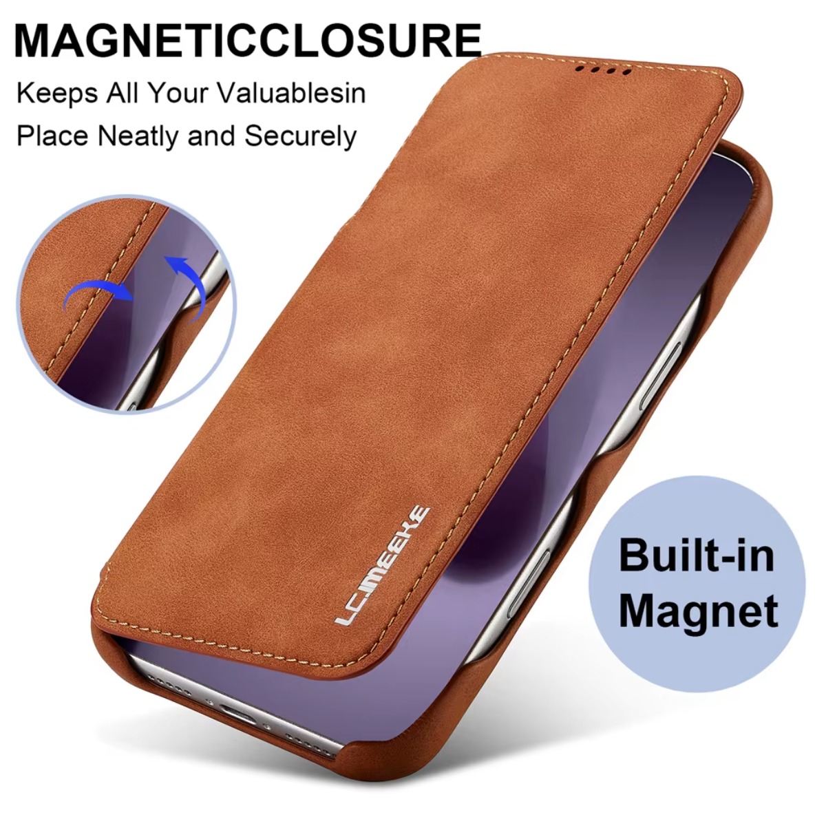Leather Wallet Card Holder Phone Cover - Portafoglio in pelle Flip Cover magnetica