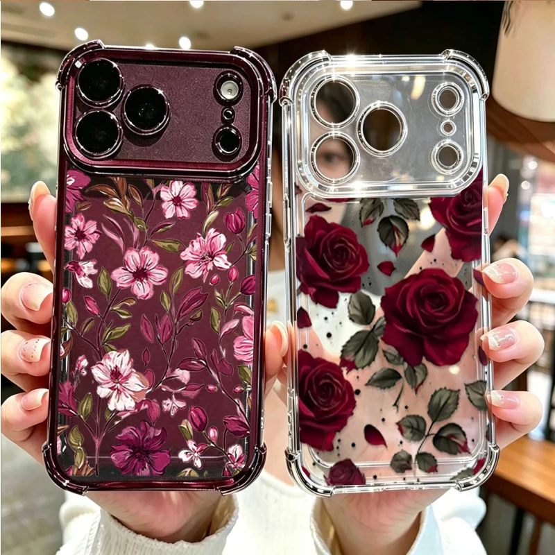 Vintage Floral Pattern Soft Case - Custodia vintage con motivo floreale rosso